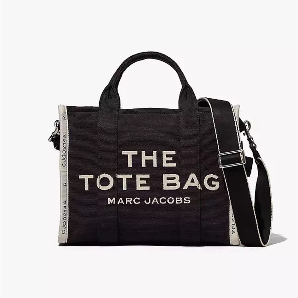 Marc Jacobs The Tote Bag Jacquard Medium in Black with Cream Accents